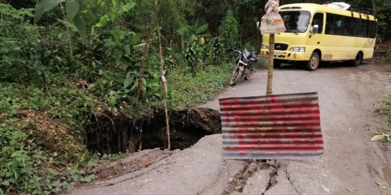 Hundimiento en la aldea Sequib, Carchá, Alta Verapaz.