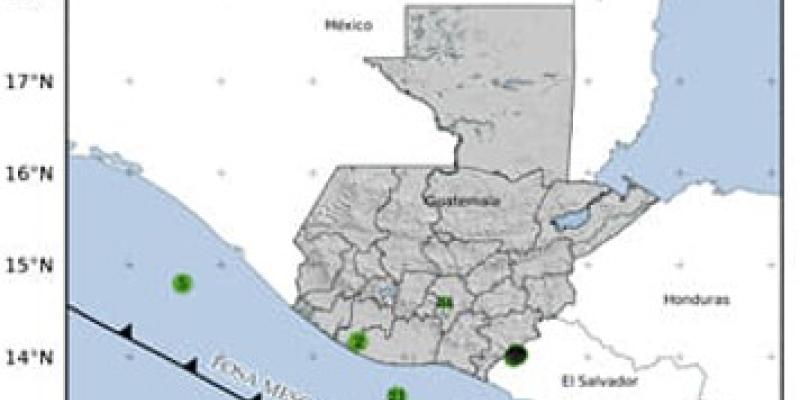 Sismos registrados en las últimas 24 horas. Fuente: INSIVUMEH.