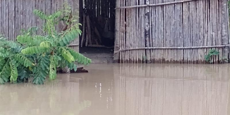 Inundación en la aldea Telemán, Panzós, Alta Verapaz.