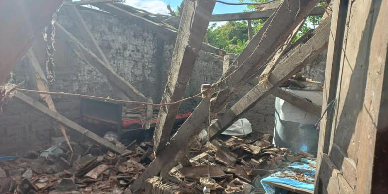 Colapso estructural de vivienda en El Zapote, San Pedro Pinula, Jalapa.