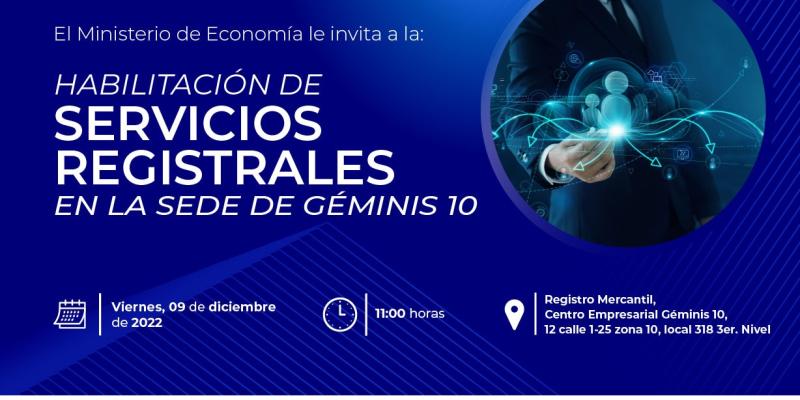 Invitación a la habilitación de Servicios Registrales en la sede de Géminis 10