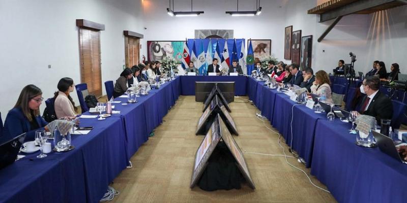 El ministro Rosales (Centro) presidió la reunión.