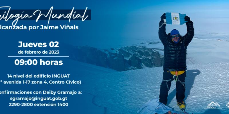 El Instituto Guatemalteco de Turismo tiene el gusto de invitar a los medios de comunicación a la conferencia de prensa para presentar la Trilogía Mundial alcanzada por Jaime Viñals.