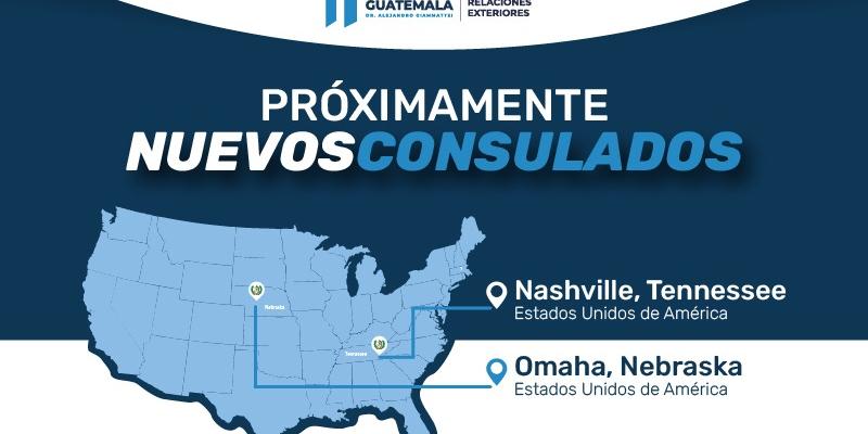 Guatemala abrirá consulados generales en las ciudades estadounidenses de Nashville y Omaha 