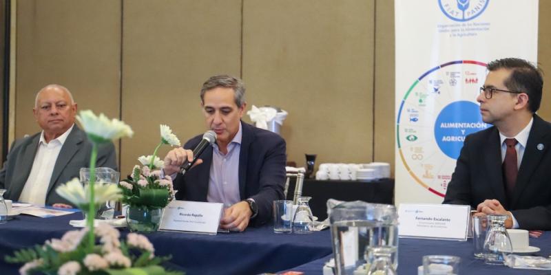 Viceministro de Desarrollo de la Mipyme junto al viceministro de Desarrollo Económico Rufal del Maga y el representante de FAO 