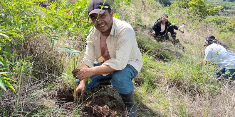 MARN y comunitarios reforestan cerro Guantepec para convertirlo en parque ecológico