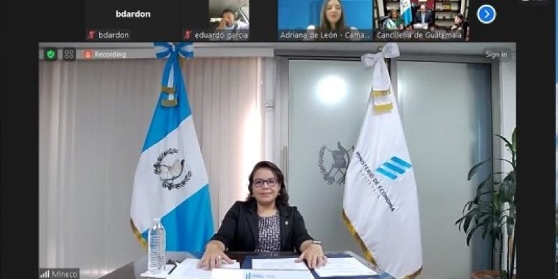 La ministra de Economía, Luz Pérez, durante su participación en el evento virtual.