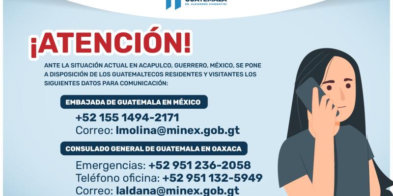 Funcionarios consulares de Guatemala dan seguimiento a situación tras paso de huracán Otis por México 