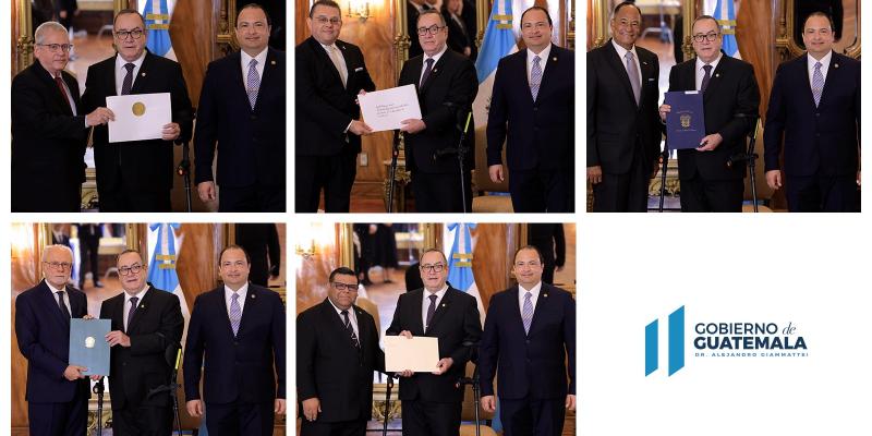 Nuevos embajadores de Cuba, Perú, Panamá, Brasil y Costa Rica presentan cartas credenciales al presidente de Guatemala 