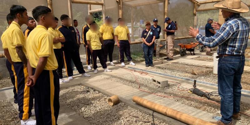 Jóvenes aprende procesos de agricultura y cuidados de animales de granja