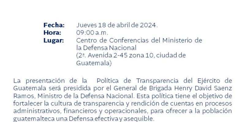 Presentación de la Política de Transparencia del Ejército de Guatemala