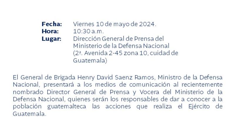Presentación del nuevo Director General de Prensa y Vocera del Ministerio de la Defensa Nacional.        