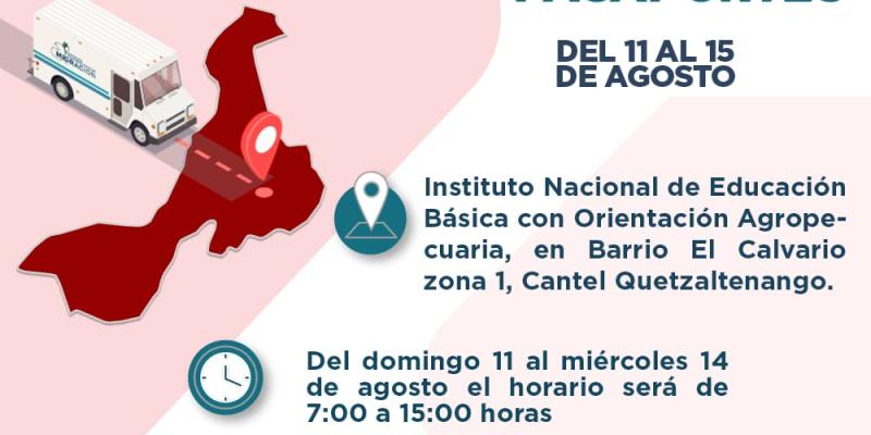 Jornada móvil de trámite de pasaportes llegará a Cantel, Quetzaltenango