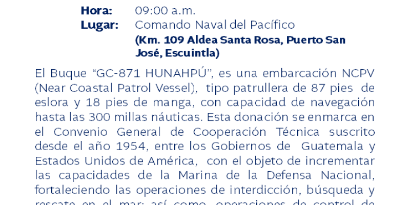 Ceremonial de recepción del Buque “GC-871 HUNAHPÚ”