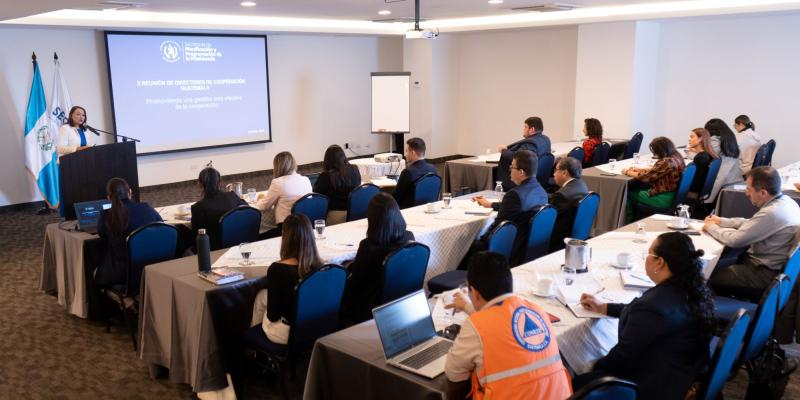 Iliana Peña, subsecretaria de Cooperación, dialoga con directores de Cooperación de distintas instituciones. 