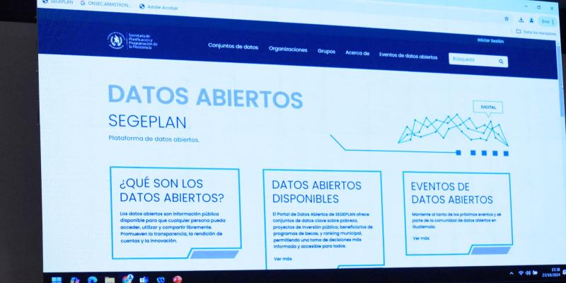 Página de inicio de portal de datos abiertos de SEGEPLAN.
