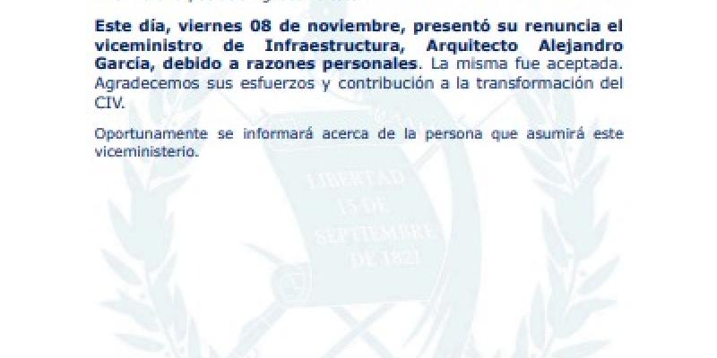 El Ministerio de Comunicaciones, Infraestructura y Vivienda (CIV) informa a la población guatemalteca: