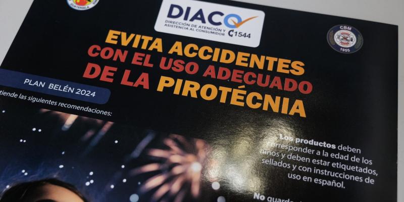 Afiche de prevención que invita a evitar incidentes con el mal uso de pirotecnia