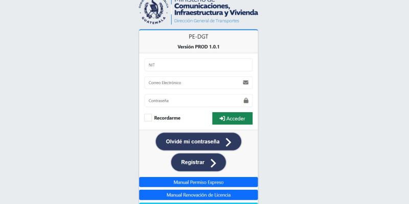 DGT habilita trámite en línea para permisos expresos de transporte en Guatemala