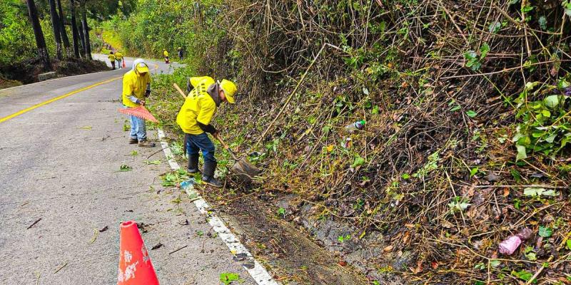 COVIAL retira desechos y maleza de carreteras para mejorar seguridad vial 