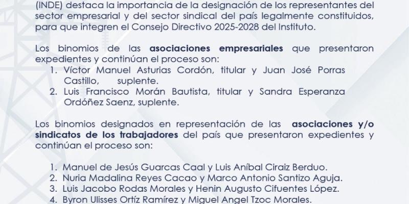 Comunicado oficial del INDE.