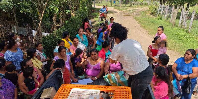 Entregan aves mejoradas en la comunidad de Concoma, Poptún