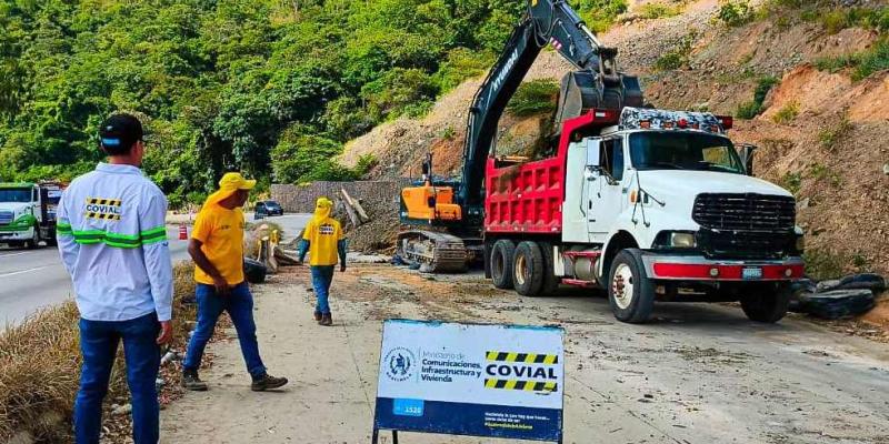 ¡Avanza el retiro del derrumbe en la CA-9 Norte! Ya se han extraído más de mil metros cúbicos de material