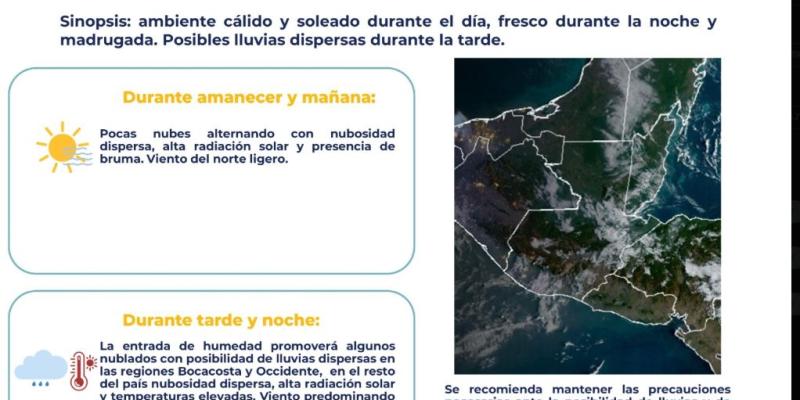 INSIVUMEH informa sobre las condiciones atmosféricas previstas para el 11 de marzo de 2026