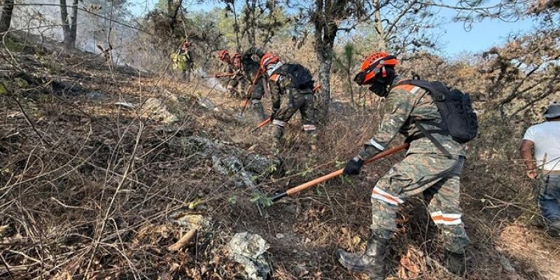 Ejército de Guatemala apoya en la supresión de incendio forestal en Huehuetenango